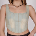 Light Wash Denim Corset Top