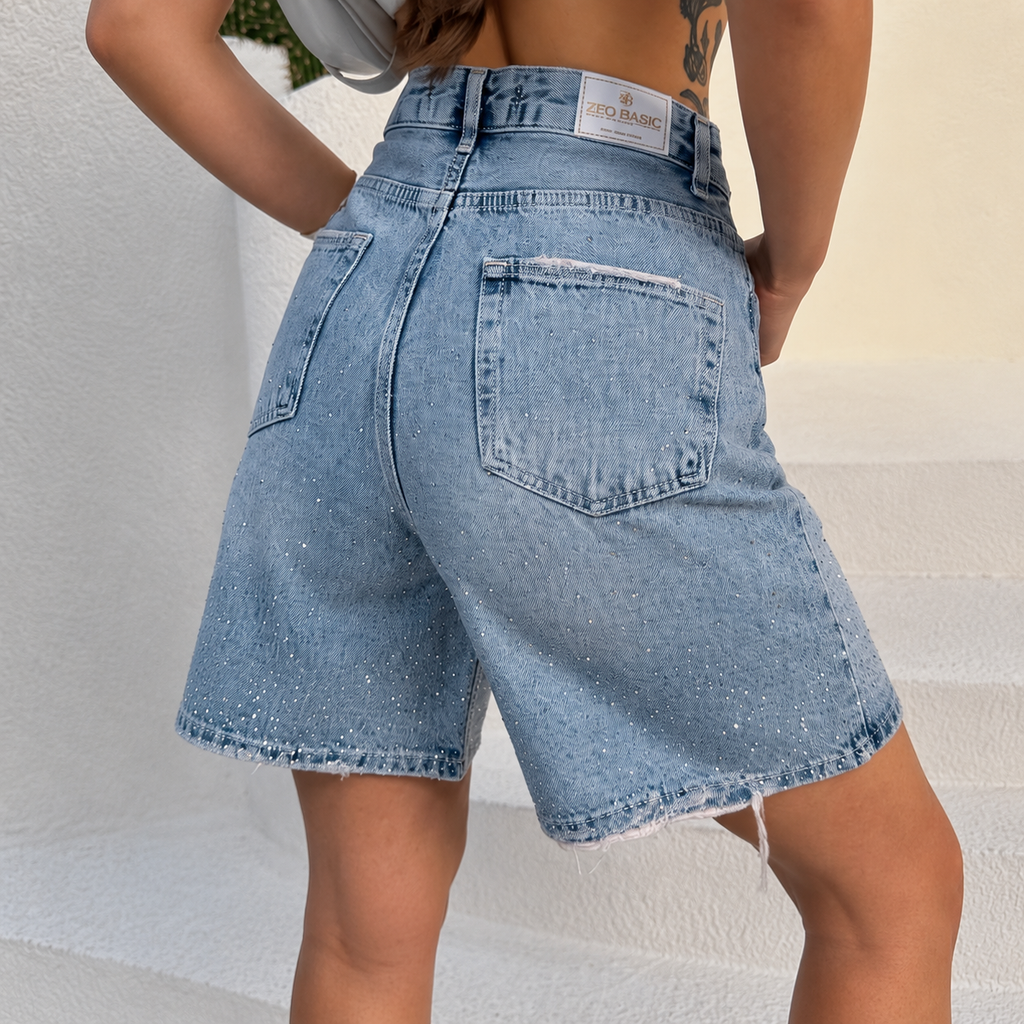 Sparkle Denim Bermuda Shorts