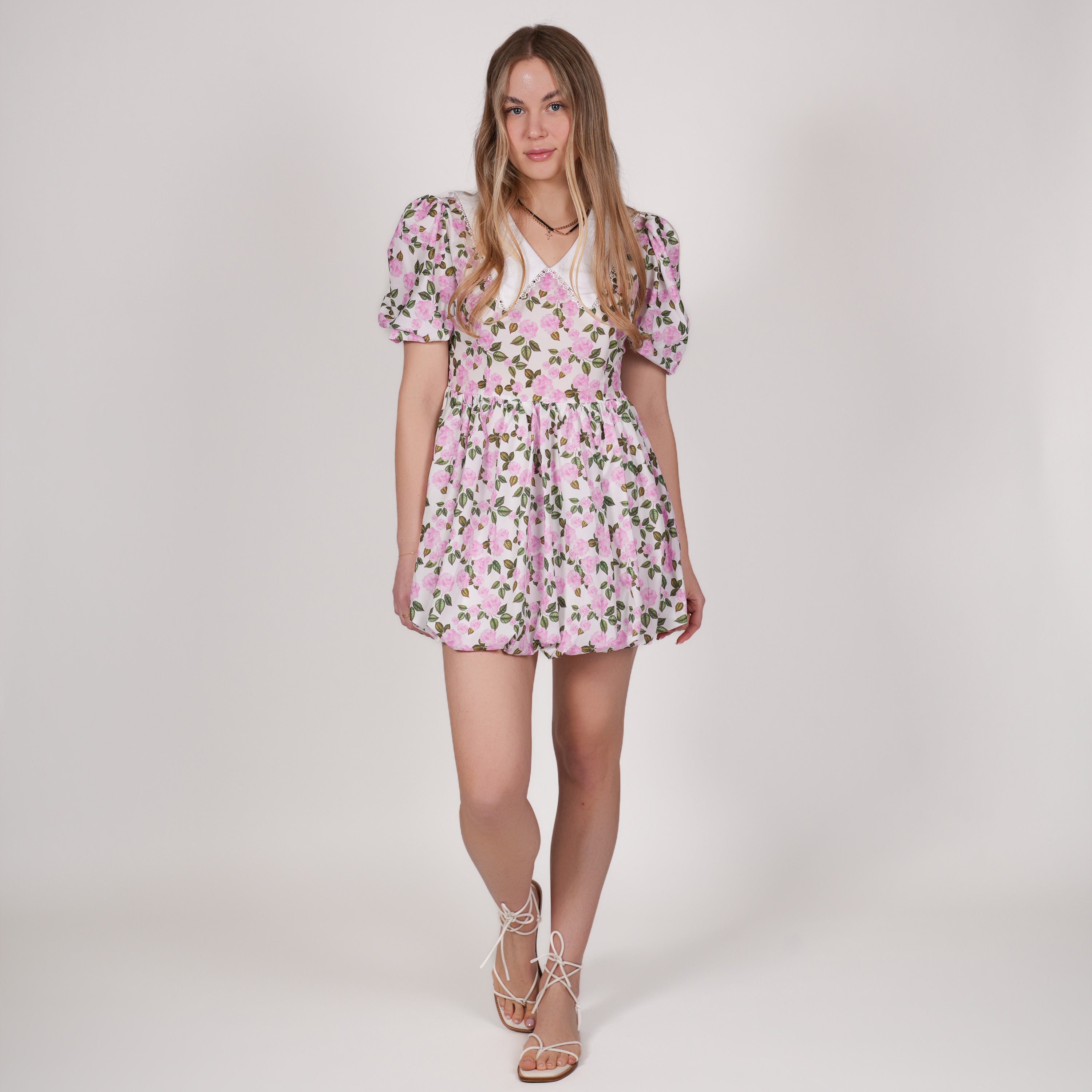 Floral Mini Dress with Collar