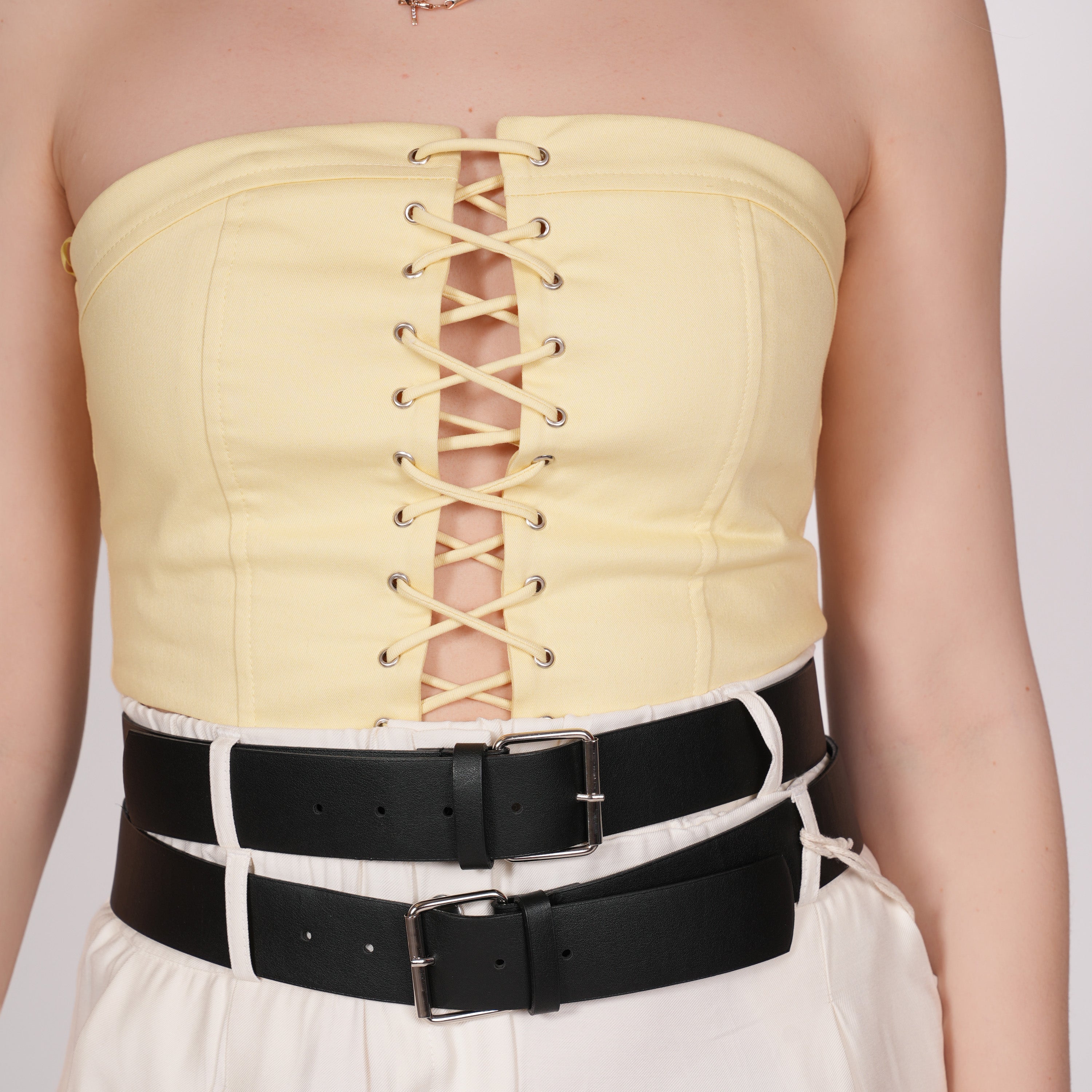 Denim Lace-Up Corset Top
